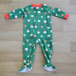 Carter's Fleece Christmas Winter Onesie Footie Zip-up Pajamas Size 18 Months